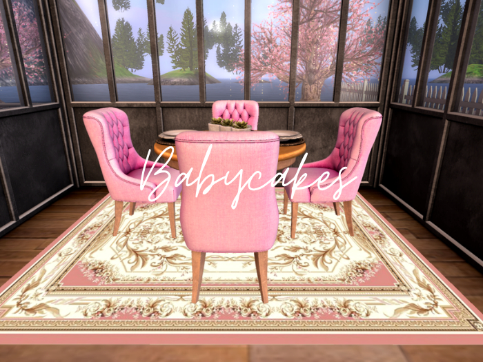 Second Life Marketplace Pink & Gold Persian Rug